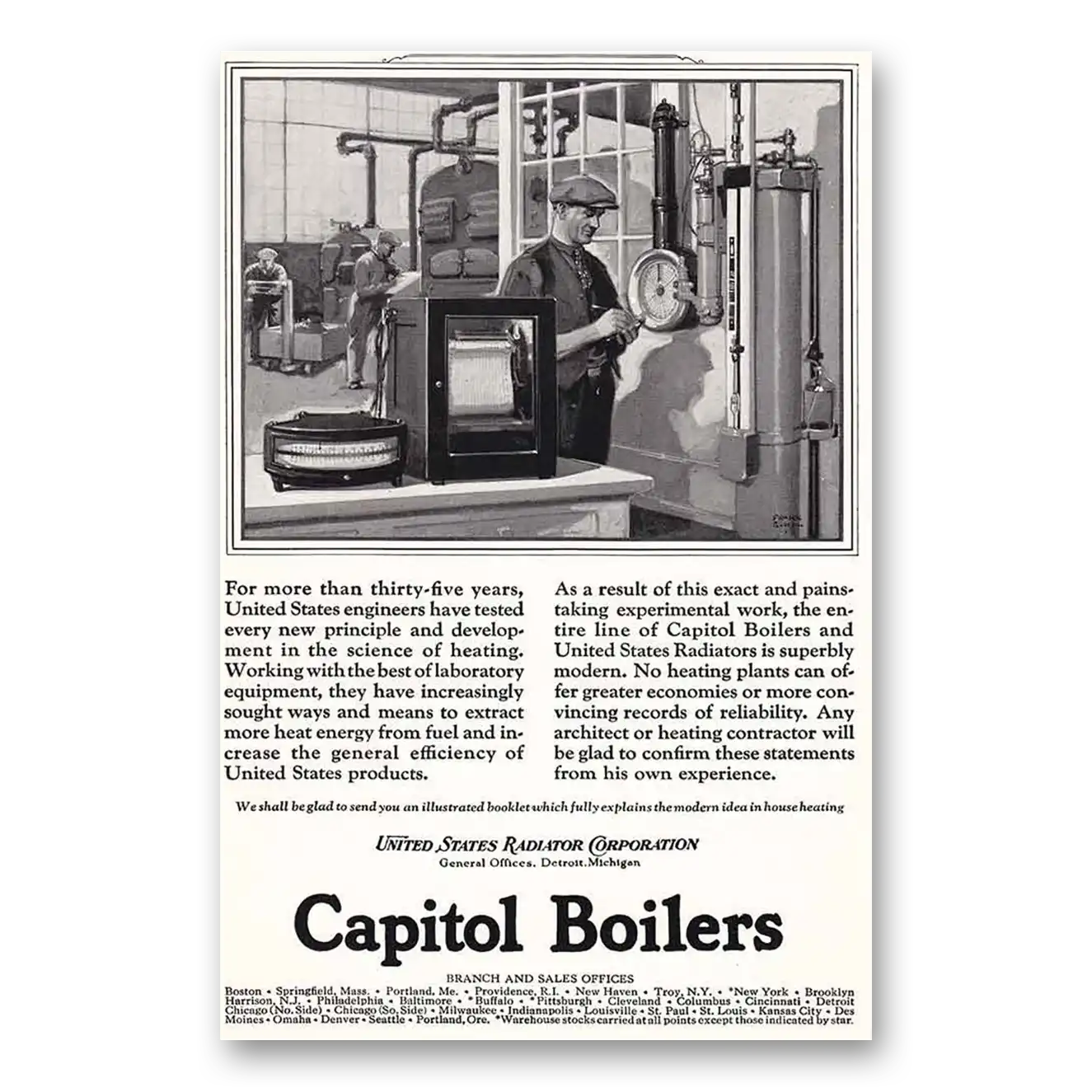 1925 Capitol Boilers Superbly Modern Vintage Magazine Print Ad