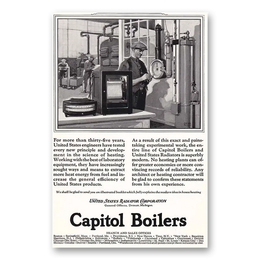 1925 Capitol Boilers Superbly Modern Vintage Magazine Print Ad