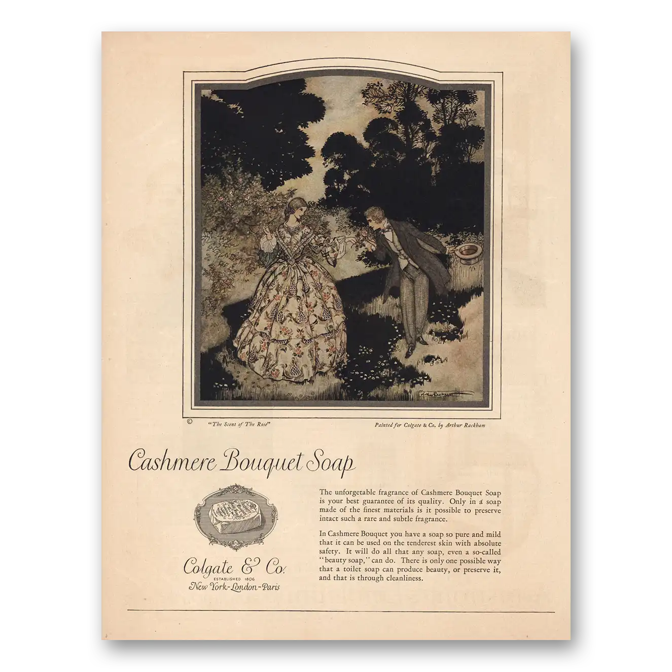 1925 Cashmere Bouquet Soap Scent of the Rose Vintage Magazine Print Ad