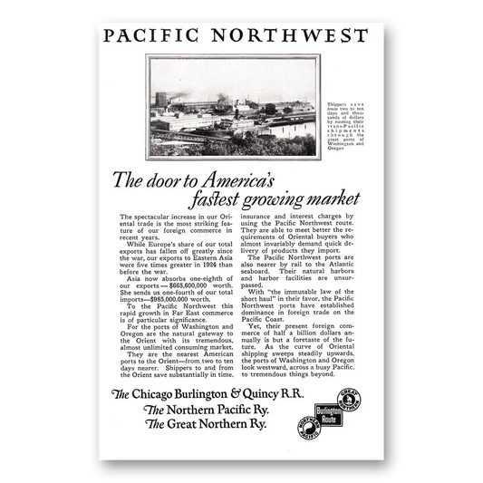 1925 Burlington Route Door to Americas Fastest Growing Market Vintage Magazine Print Ad