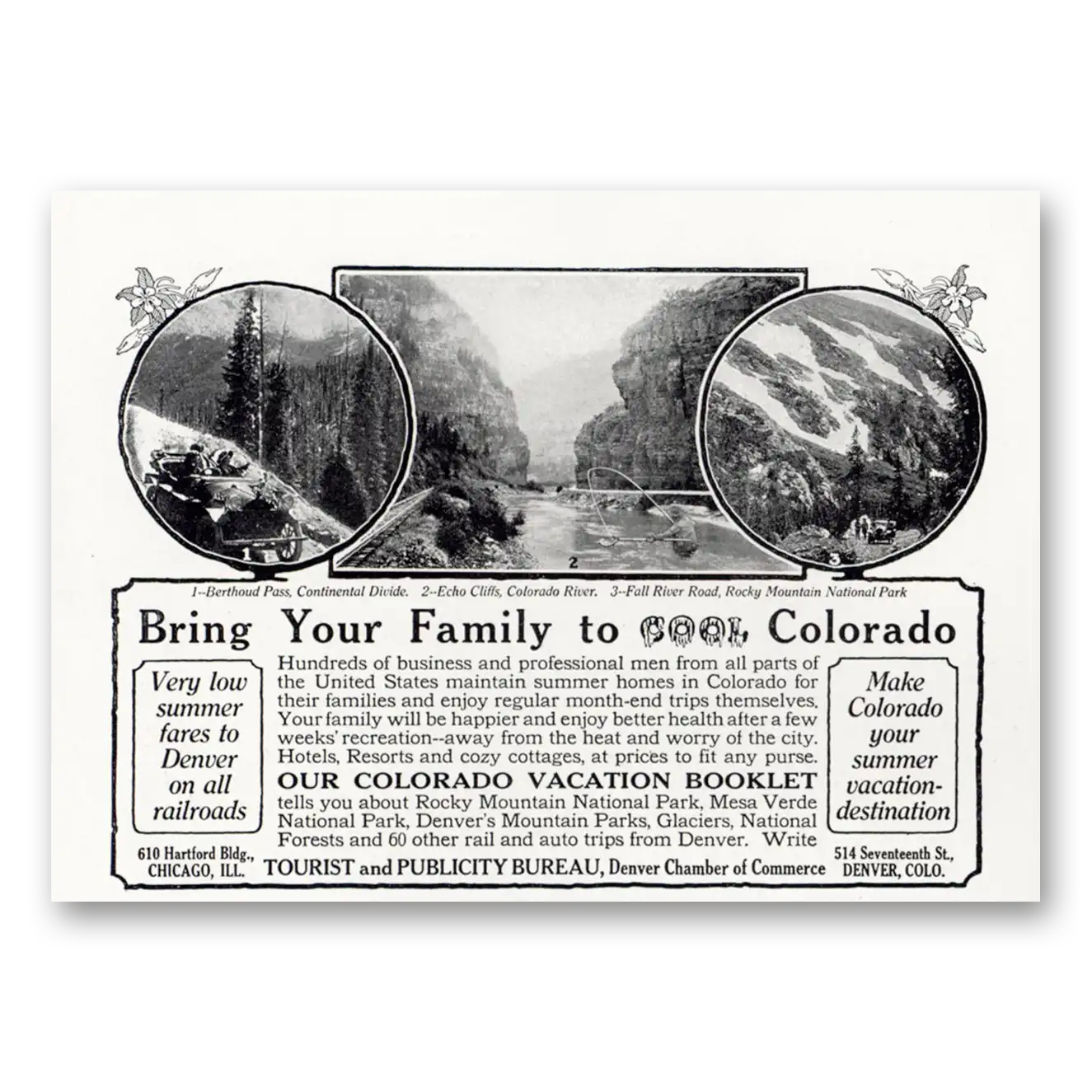 1925 Colorado Bring Your Family to Cool Colorado Vintage Magazine Print Ad