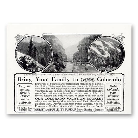 1925 Colorado Bring Your Family to Cool Colorado Vintage Magazine Print Ad