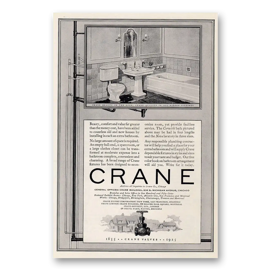 1925 Crane Beauty Comfort Value Vintage Magazine Print Ad