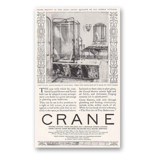 1925 Crane Crane Beauty in The Open Crystal Shower Vintage Magazine Print Ad