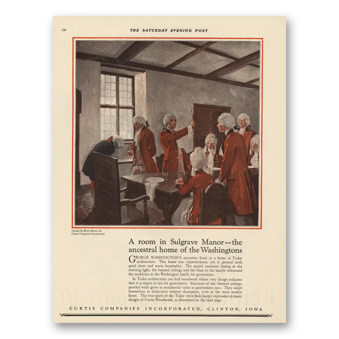 1925 Curtis Companies Room In Sulgrave Manor Vintage Magazine Print Ad