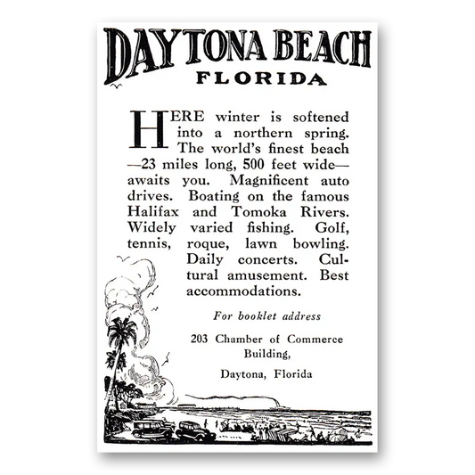 1925 Daytona Beach Florida Winter Is Softened Vintage Magazine Print Ad