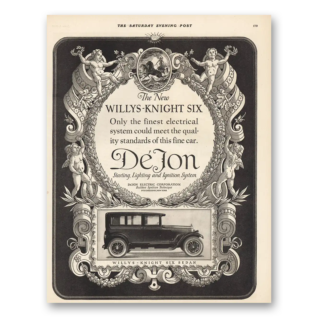 1925 DeJon Electric Corporation Willys Knight Six Starting Lighting and Ignition System Vintage Magazine Print Ad