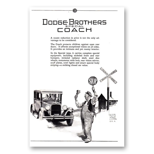 1925 Dodge Coach Special Coach Crossing Guard Vintage Magazine Print Ad