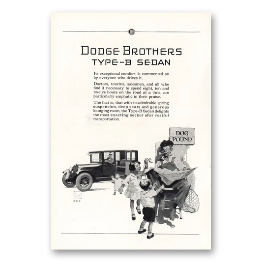 1925 Dodge Sedan Type B Sedan Dog Pound Vintage Magazine Print Ad