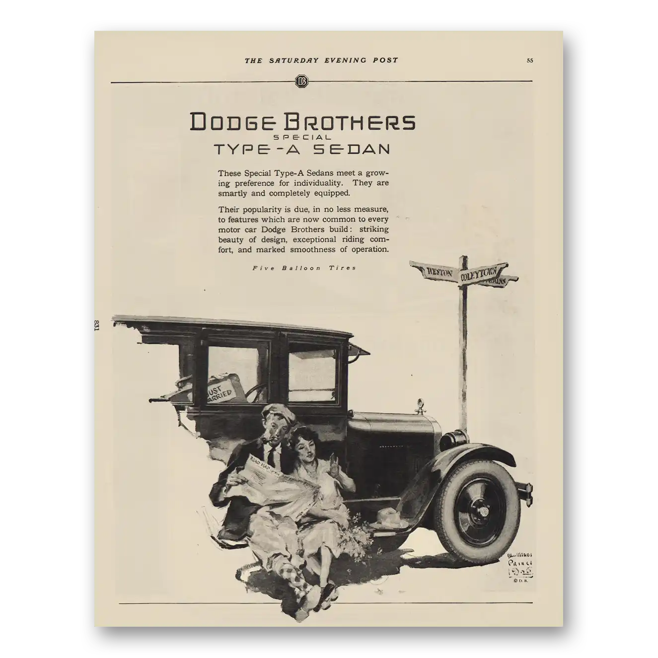 1925 Dodge Type A Sedan Meet a Growing Preference Vintage Magazine Print Ad