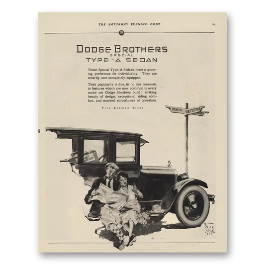 1925 Dodge Type A Sedan Meet a Growing Preference Vintage Magazine Print Ad