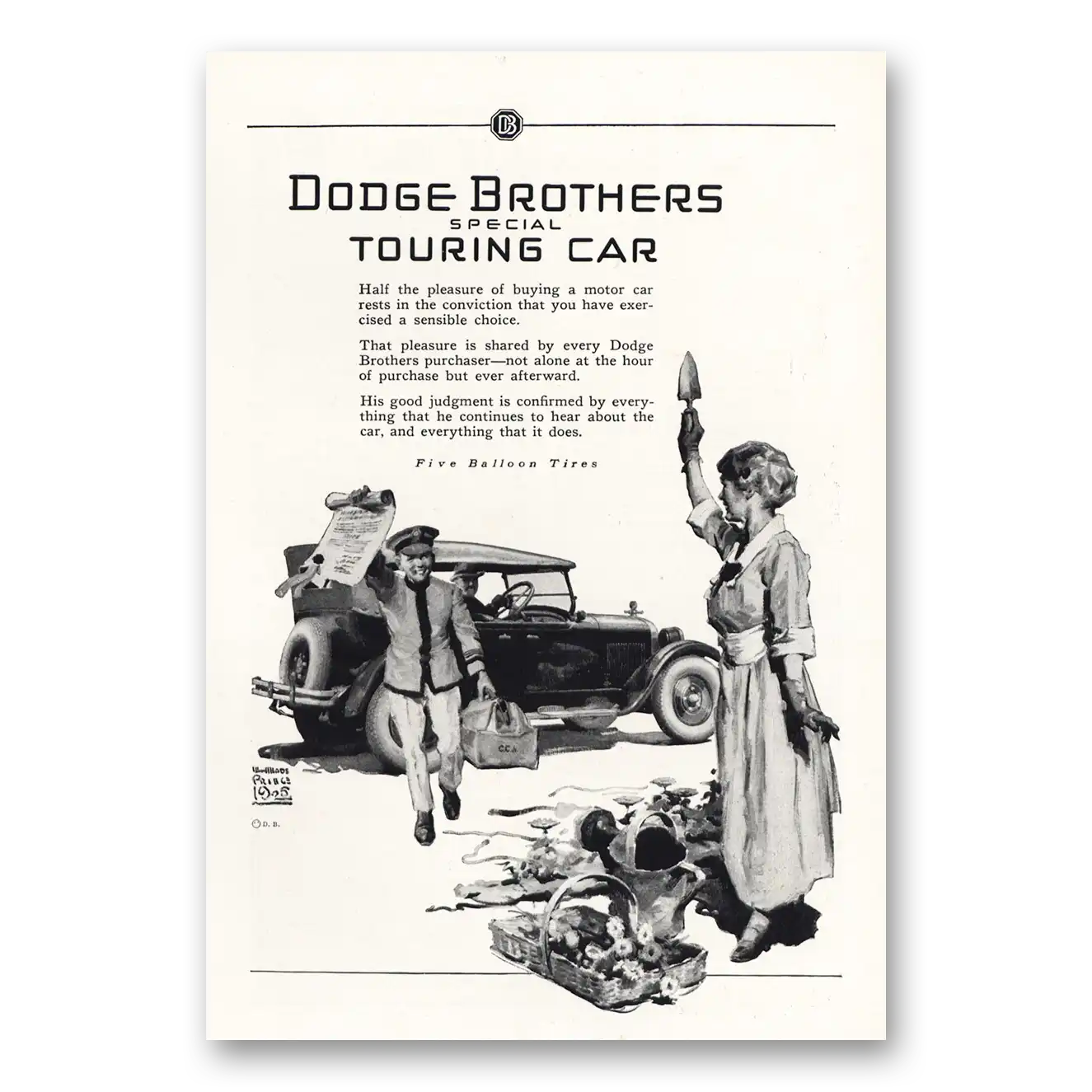 1925 Dodge Touring Car Touring Car Half the Pleasure of Buying Gardening Vintage Magazine Print Ad