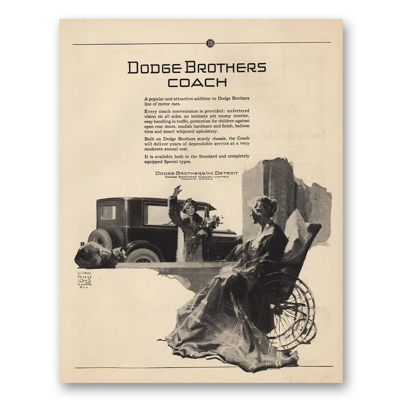 1925 Dodge Coach Popular and Attraction Addition Vintage Magazine Print Ad