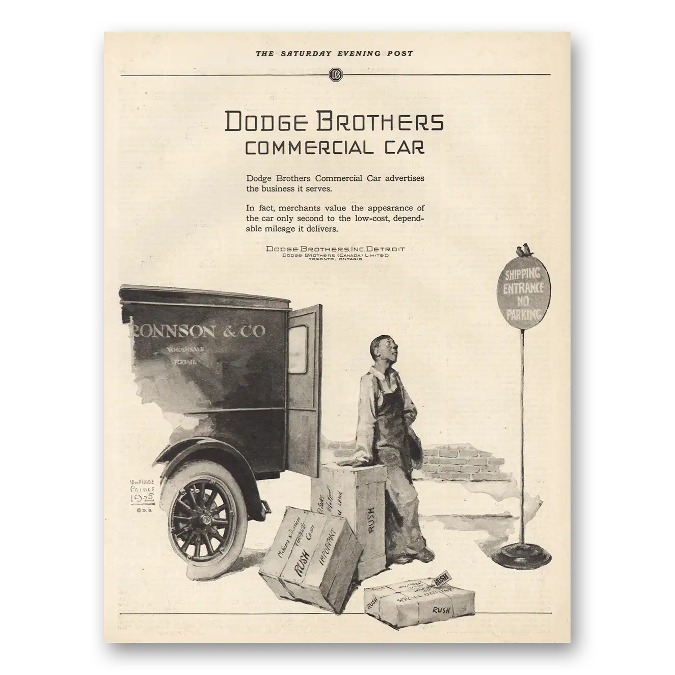 1925 Dodge Commercial Car Advertises Business It Serves Vintage Magazine Print Ad