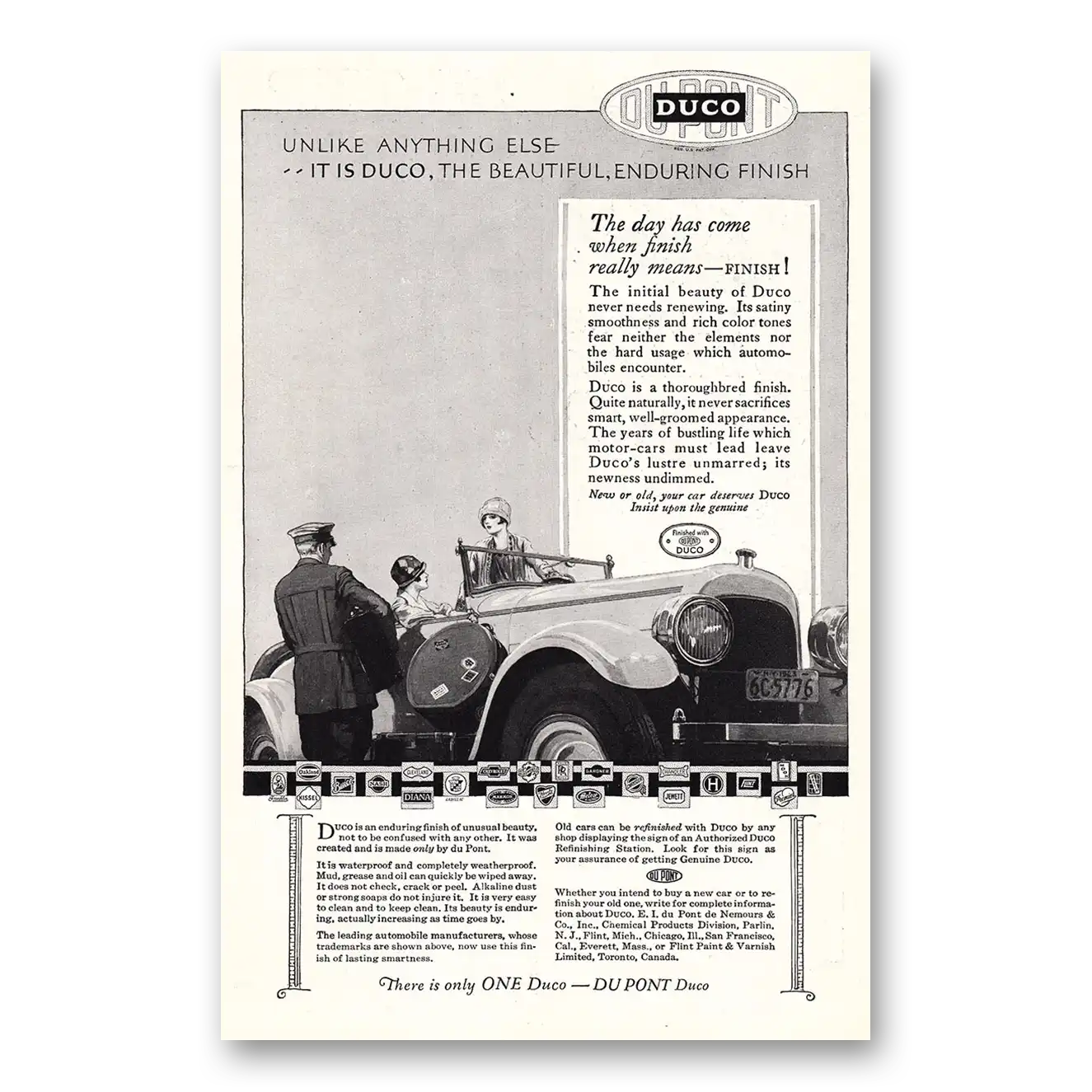 1925 DuPont Duco Day Has Come When Finish Really Means Finish Vintage Magazine Print Ad