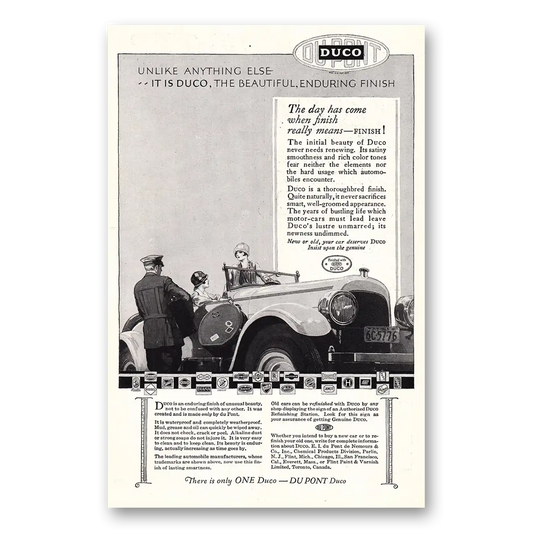 1925 DuPont Duco Day Has Come When Finish Really Means Finish Vintage Magazine Print Ad