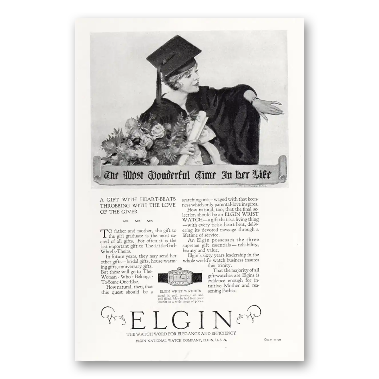 1925 Elgin Watch Most Wonderful Time In Her Life Vintage Magazine Print Ad