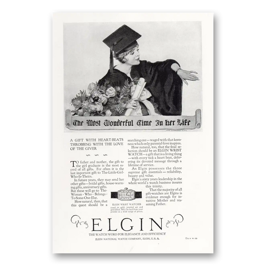 1925 Elgin Watch Most Wonderful Time In Her Life Vintage Magazine Print Ad