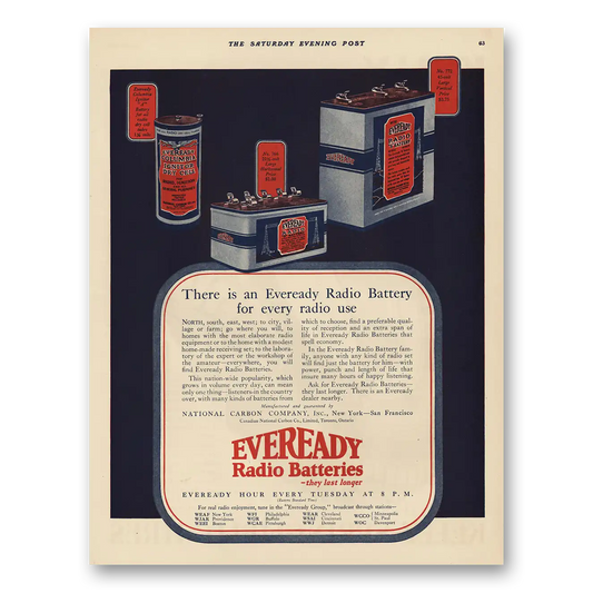 1925 Eveready Radio Batteries For Every Radio Use Vintage Magazine Print Ad