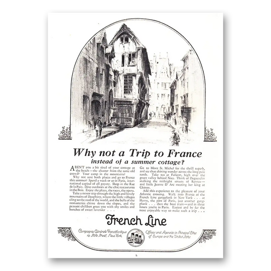 1925 French Line Why Not a Trip to France Vintage Magazine Print Ad