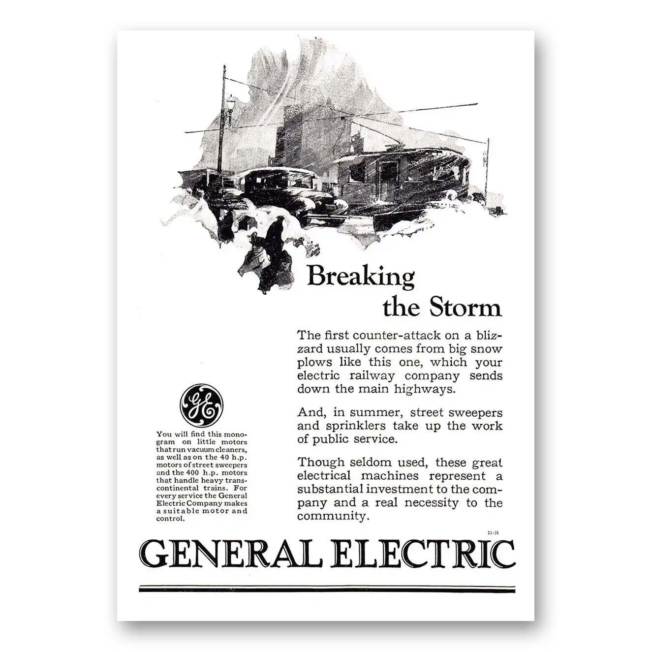 1925 General Electric Breaking the Storm Vintage Magazine Print Ad