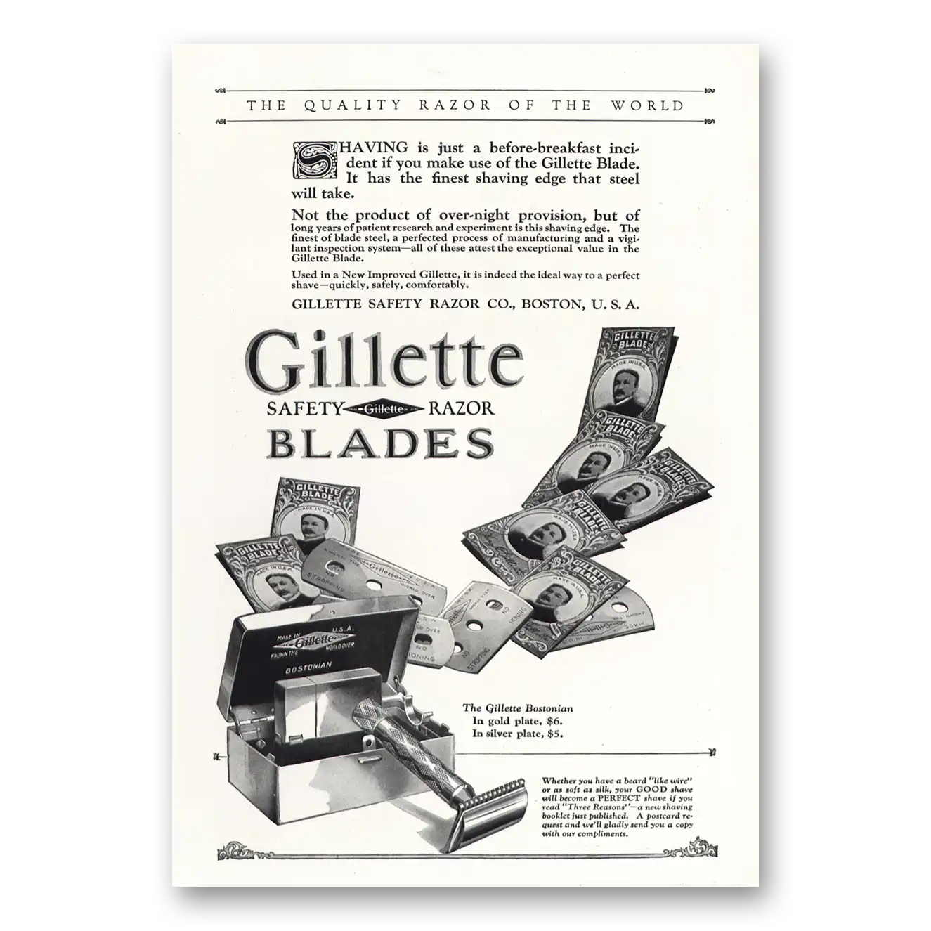 1925 Gillette Razor Before Breakfast Incident Vintage Magazine Print Ad