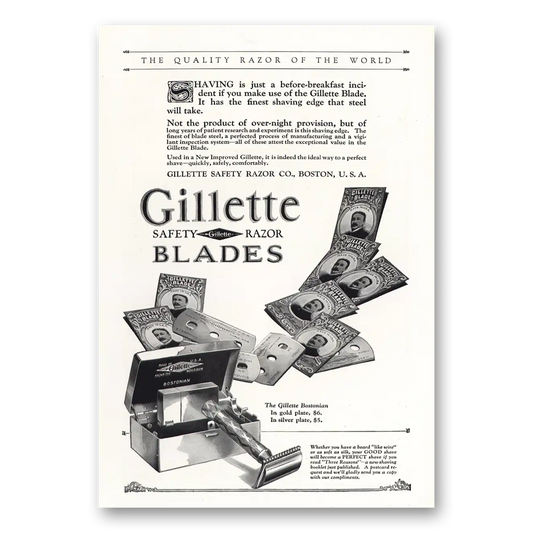 1925 Gillette Razor Before Breakfast Incident Vintage Magazine Print Ad