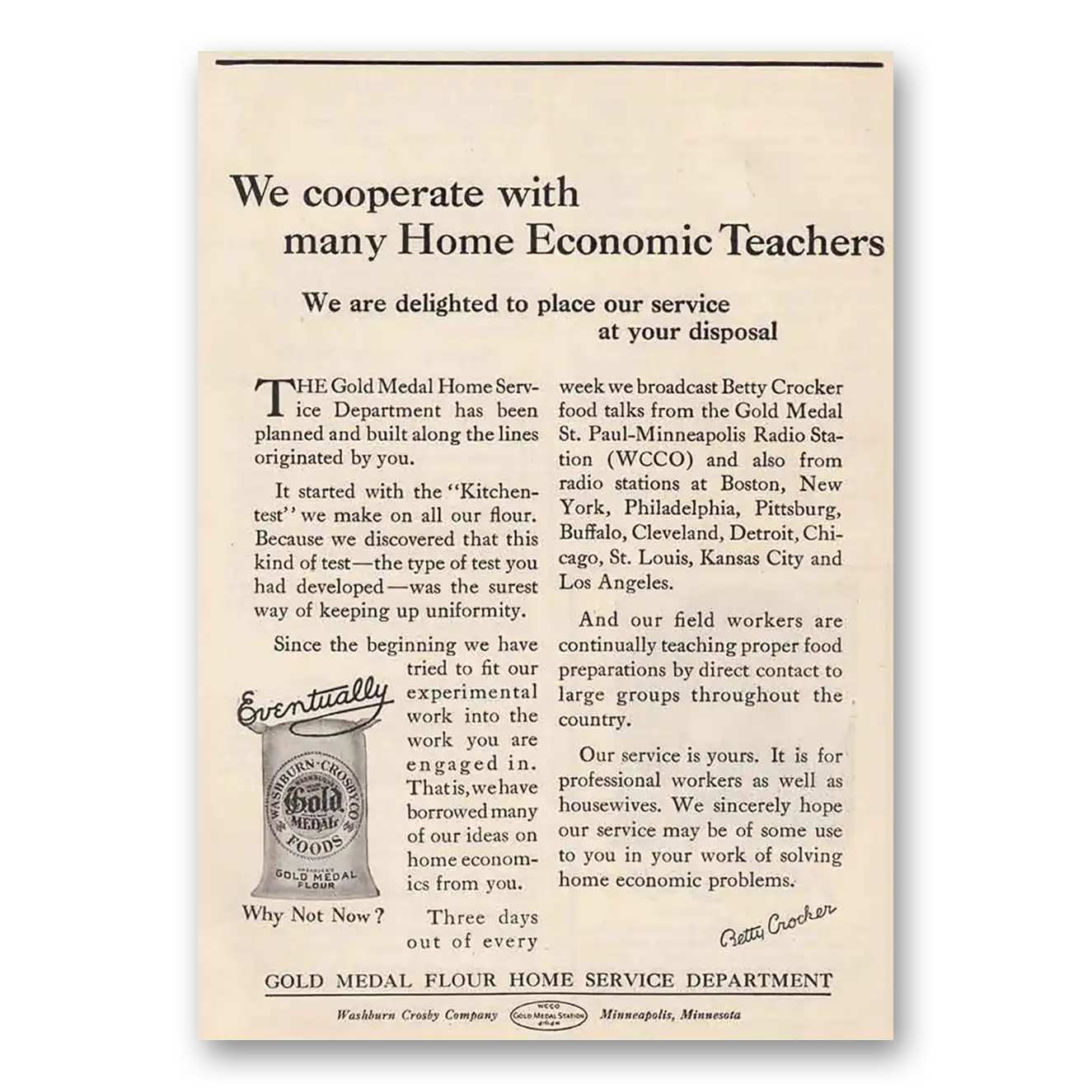 1925 Gold Medal Flour Home Economic Teachers Vintage Magazine Print Ad