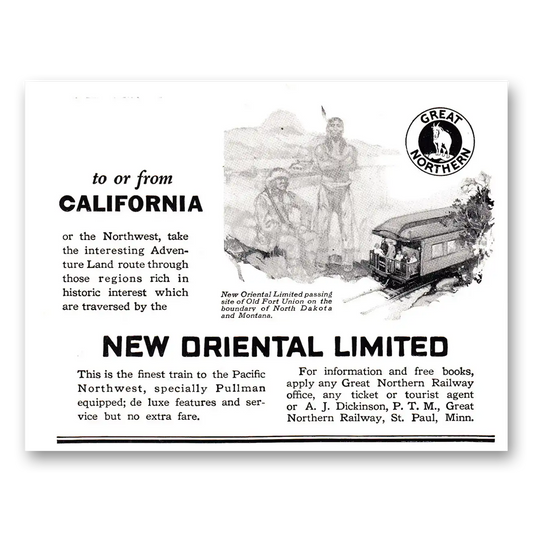 1925 Great Northern Railway New Oriental Limited Vintage Magazine Print Ad