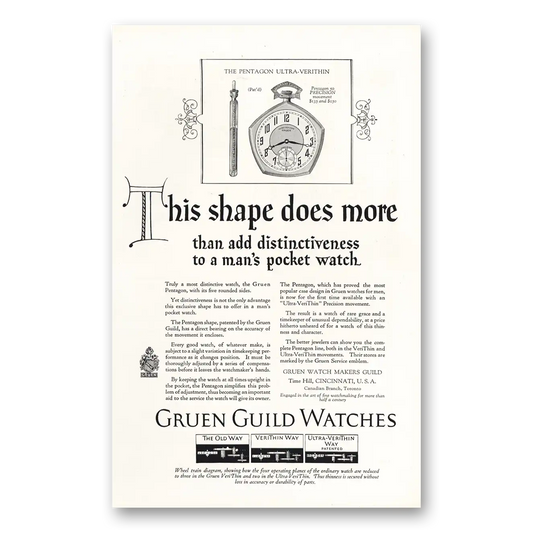 1925 Gruen Watch This Shape Does More Vintage Magazine Print Ad