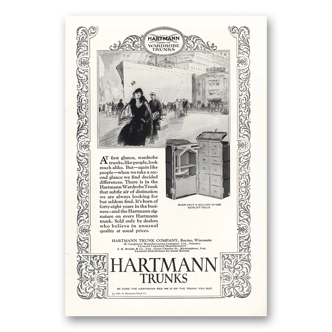 1925 Hartmann Wardrobe Trunks Trunks At First Glance Wardrobe Trunks Vintage Magazine Print Ad