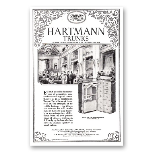 1925 Hartmann Wardrobe Trunks Every Possible Device For Ease of Operation Vintage Magazine Print Ad