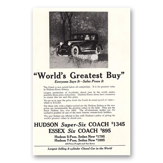 1925 Hudson Motor Car Everyone Says It Sales Prove It Vintage Magazine Print Ad