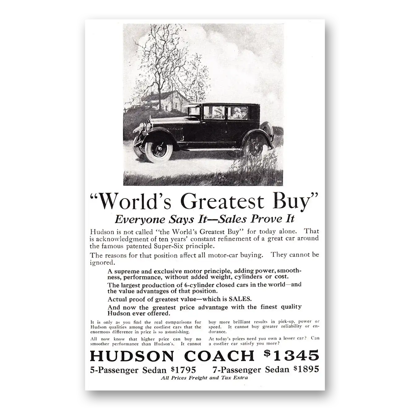 1925 Hudson Motor Car Worlds Greatest Buy Vintage Magazine Print Ad