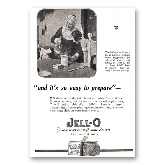 1925 Jell-O Easy to Prepare Vintage Magazine Print Ad