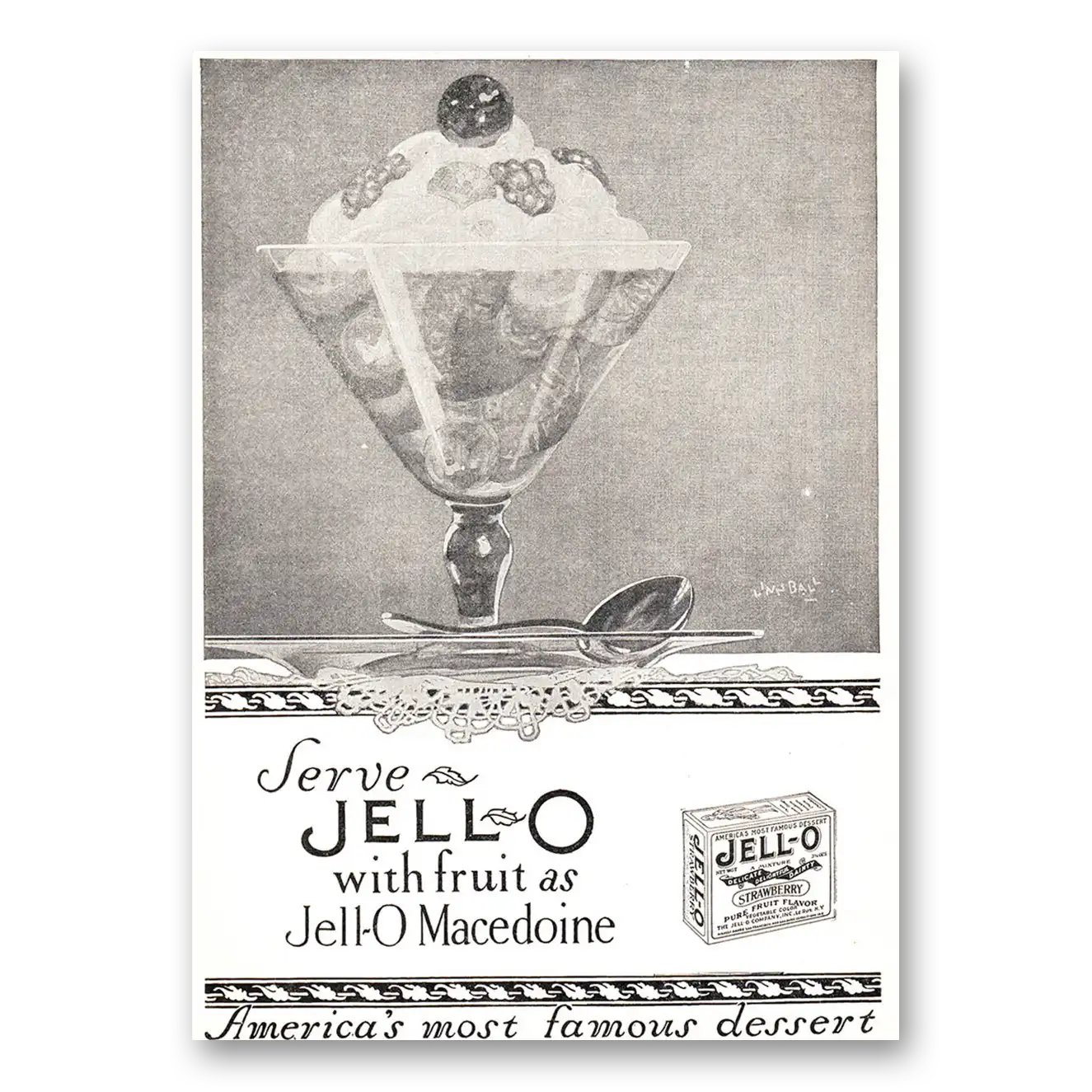 1925 Jell-O With Fruit as Jell O Macedoine Vintage Magazine Print Ad