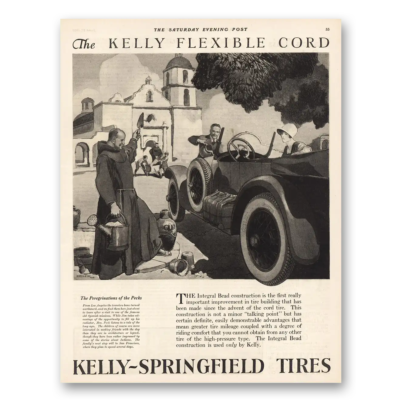 1925 Kelly Springfield Tires Peregrinations of the Pecks Vintage Magazine Print Ad