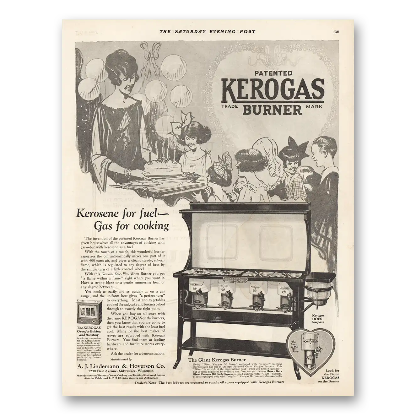 1925 Kerogas Burner Kerosene for Fuel Gas for Cooking Vintage Magazine Print Ad