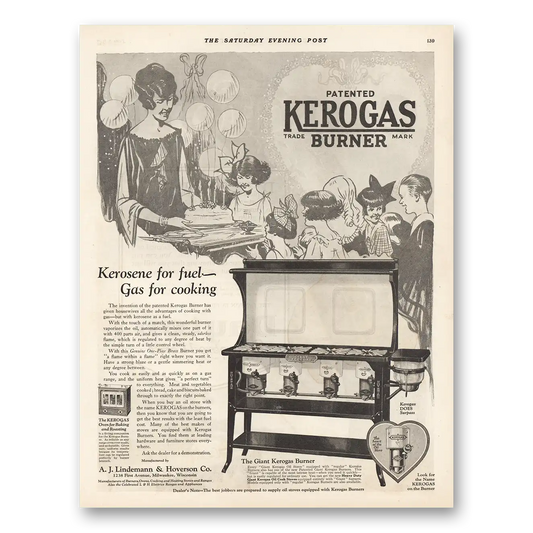 1925 Kerogas Burner Kerosene for Fuel Gas for Cooking Vintage Magazine Print Ad