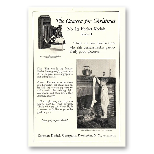 1925 Kodak Pocket Camera Pocket No 1A Series II Camera Christmas Vintage Magazine Print Ad