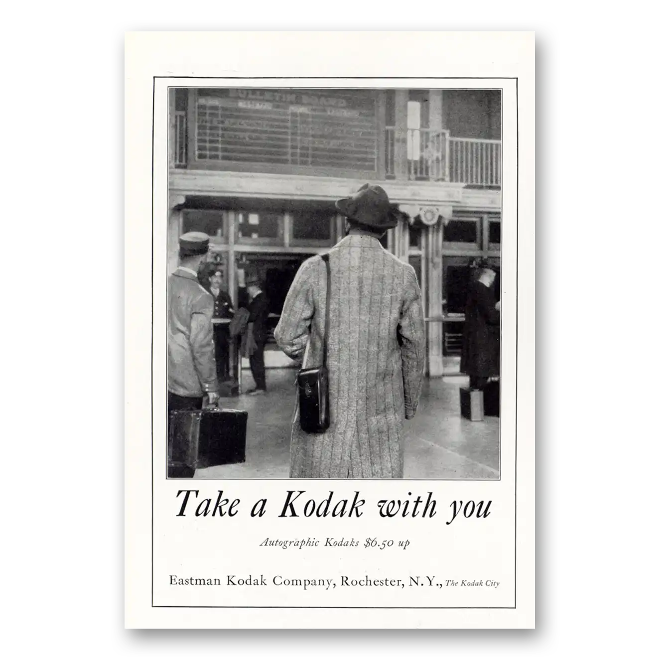 1925 Kodak Autographic Camera Take a Kodak With You Autographic Vintage Magazine Print Ad