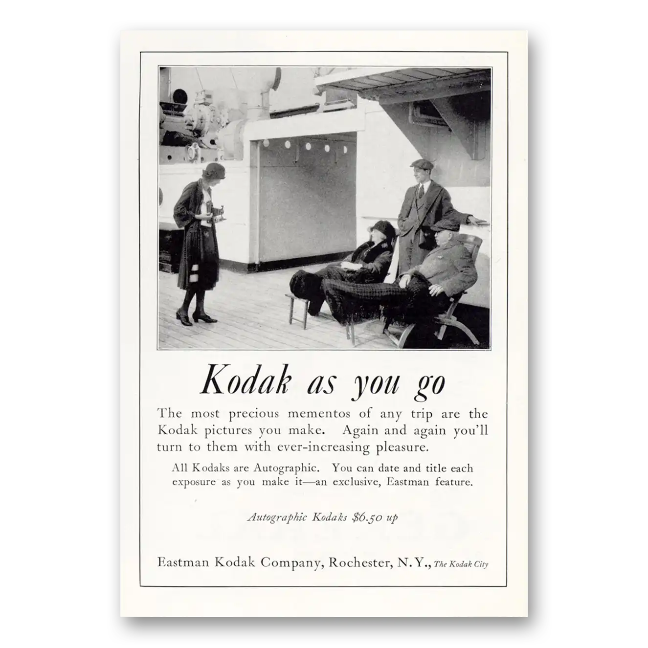 1925 Kodak Autographic Camera As You Go Precious Mementos Vintage Magazine Print Ad