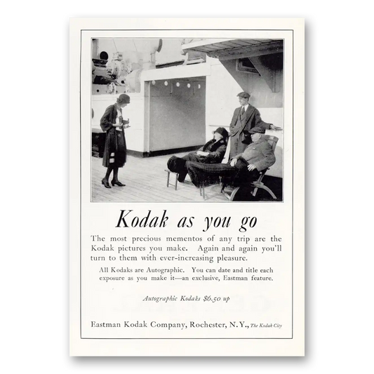 1925 Kodak Autographic Camera As You Go Precious Mementos Vintage Magazine Print Ad