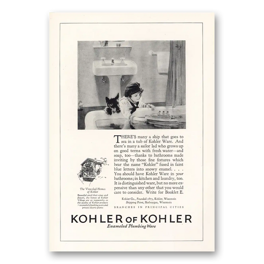 1925 Kohler Theres Many a Ship That Goes to Sea in a Tub Vintage Magazine Print Ad