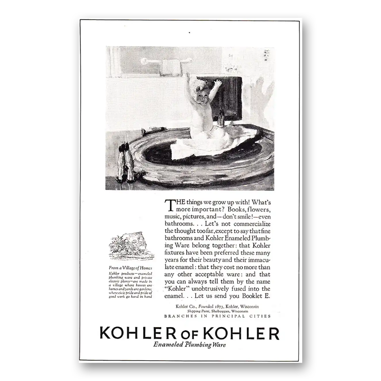 1925 Kohler Things We Grow Up With Vintage Magazine Print Ad