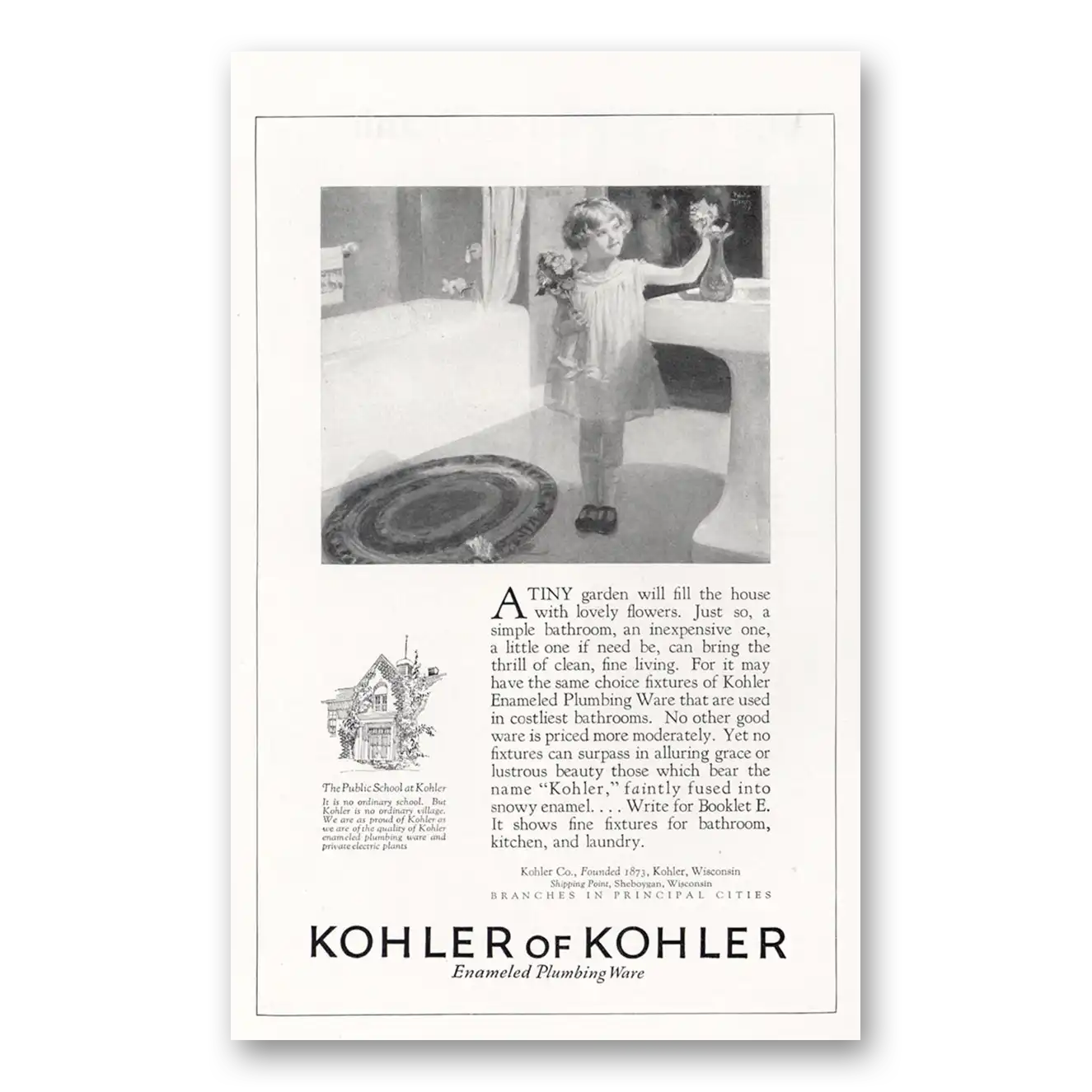 1925 Kohler Tiny Garden Will Fill the House Vintage Magazine Print Ad