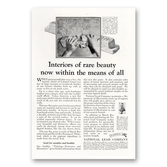 1925 National Lead Company Interiors of Rare Beauty Vintage Magazine Print Ad