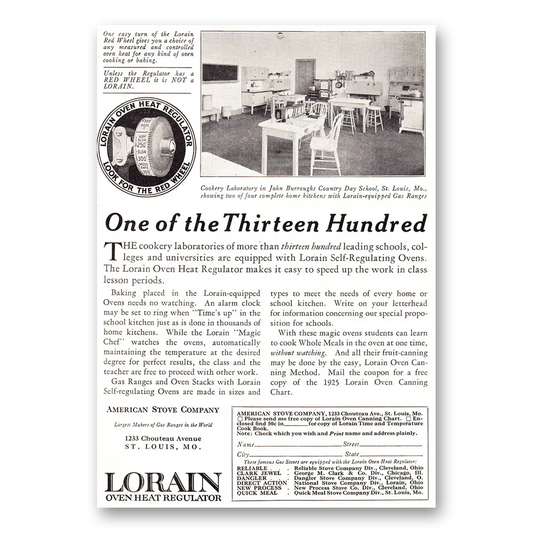 1925 Lorain Oven Heat Regulator One of the Thirteen Hundred Vintage Magazine Print Ad