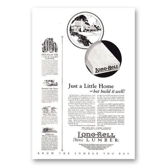 1925 Long Bell Lumber Just a Little Home Vintage Magazine Print Ad