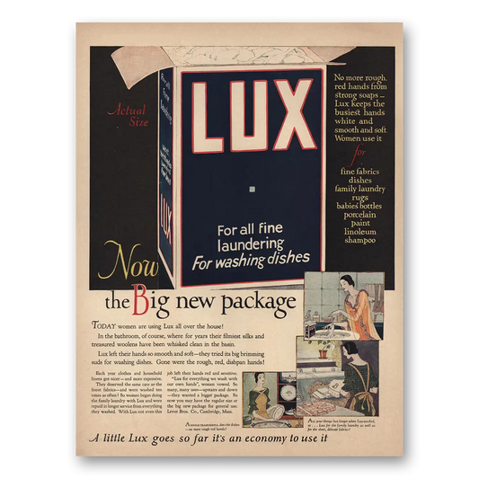 1925 Lux Soap Fine Laundering Washing Dishes Vintage Magazine Print Ad